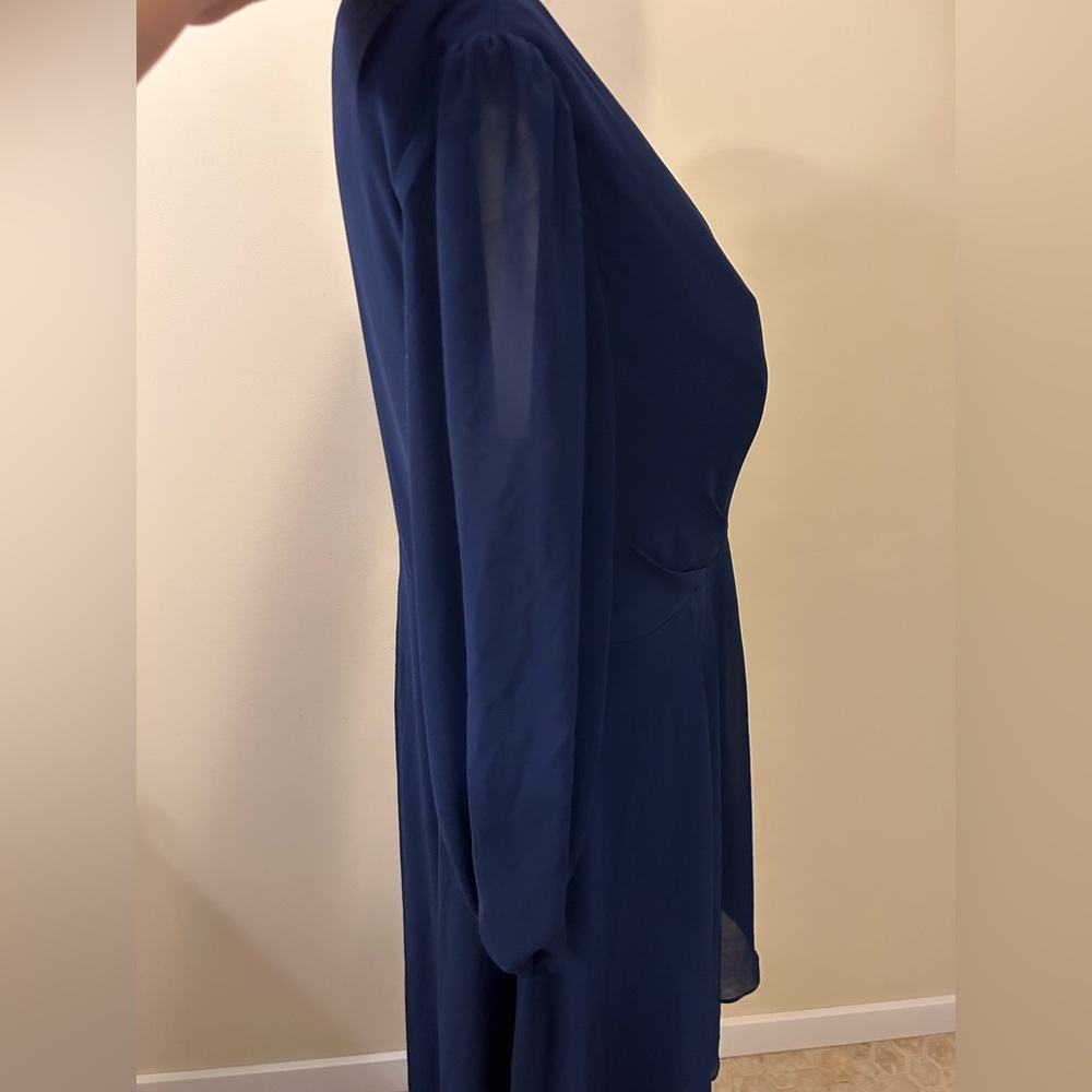 Ever Pretty Navy Blue High Low Dress sheer sleeve Size 12 - NWT - Picture 4 of 7